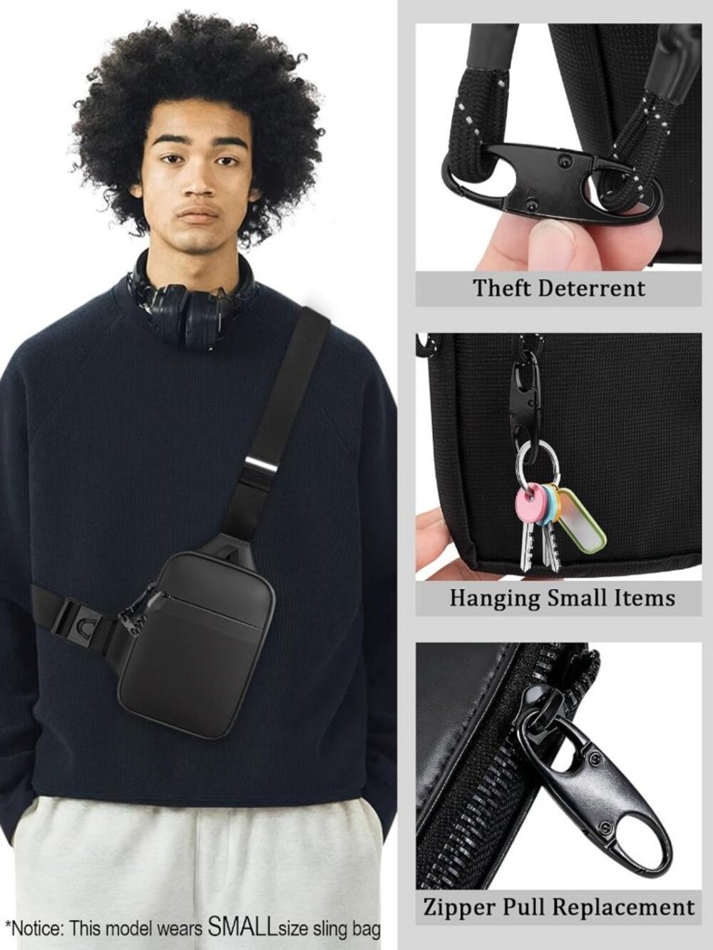 Mini Anti-Theft Crossbody Sling Bag | Water-Resistant Chest Pack with Dual - Picture 3 of 9
